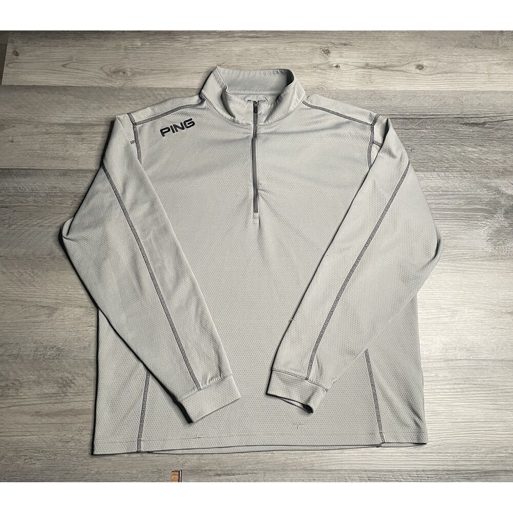 PING Ranger Men's 1/4 Zip Golf Pullover Size Large Gray Lightweight Sport